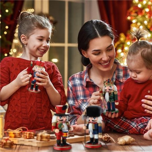 4 Pcs |  Decorative Nutcracker  |  6.3 Inches Handmade Wooden Figures Soldier - Picture 7 of 7